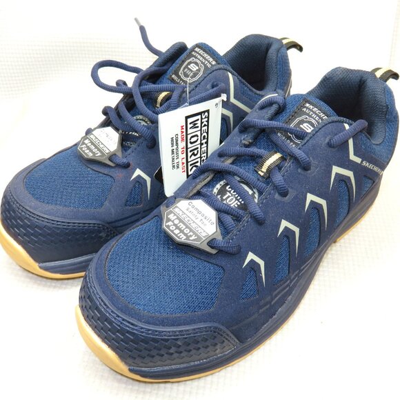 Skechers Malad II 200127 Composite Toe Work Shoes ASTM Navy/Tan Men\'s 7.5 NWT main image 11